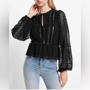 Lace & Faux-Leather Blouse